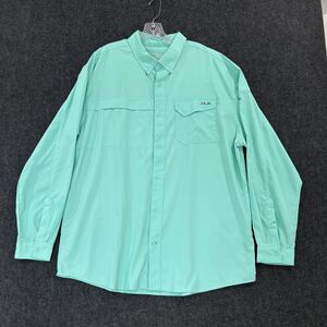 Huk Tide Point Shirt Men's XXL Aqua Performance Fishing UPF 30+ Stretch Vented